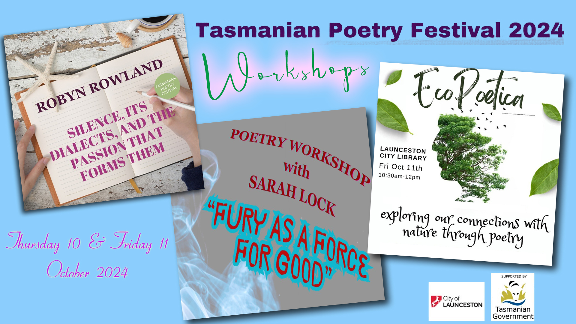 Workshops at Tasmanian Poetry Festival 2024